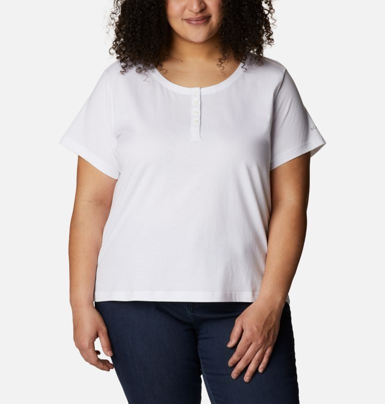 Tricouri Columbia Sapphire Point Henley Dama Albi | Plus Size MF7S9081Z